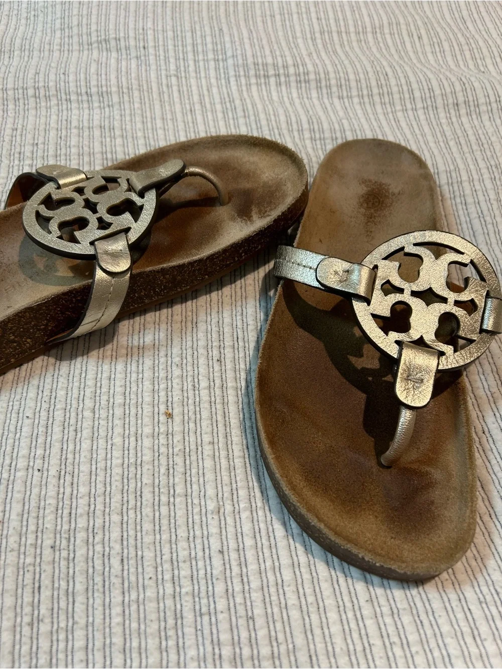 Tory Burch Metallic Gold Miller Cloud Women's Toe-Post Sandals